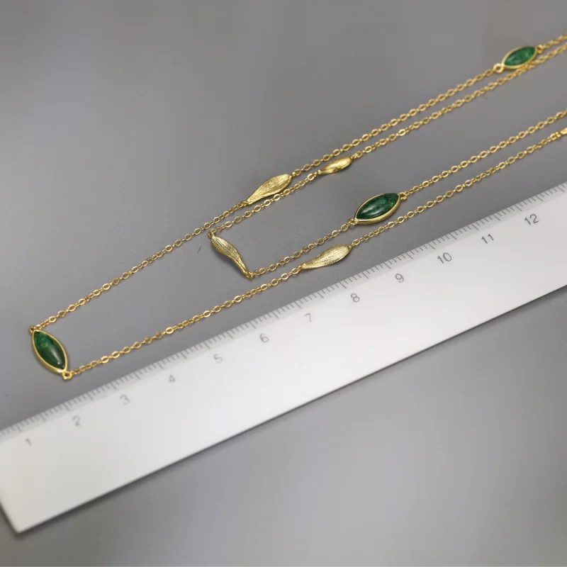 Elegant 925 Silver Multi‑Layer Necklace with Natural Stones