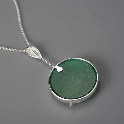 Silver Swallow and Willow Round Pendant Necklaces