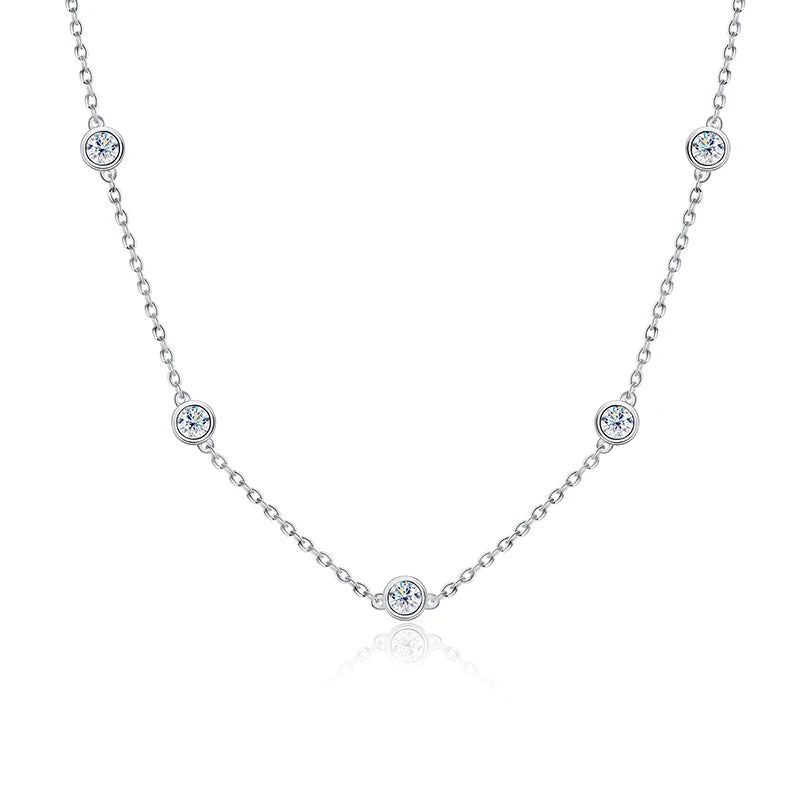 Silver Full Moissanite Tennis Charm Necklace