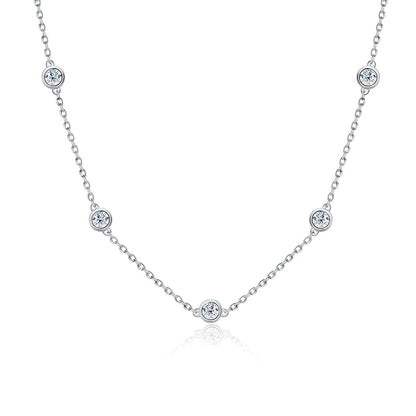 Silver Full Moissanite Tennis Charm Necklace
