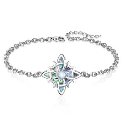 Silver Moonstone Celtic Knot Amulet Chain Bracelet