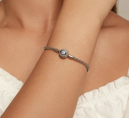Silver Devil's Eye Bracelet Bangle with Zircon