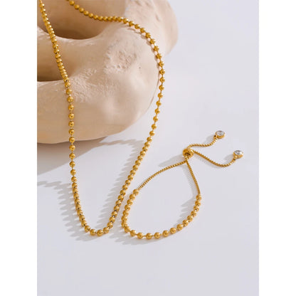 Stainless Steel Beads Chain Adjustable Necklace and Bracelet Bangle