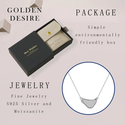 Moissanite Pendant Necklace 925 Sterling Silver, 18K Gold Plated