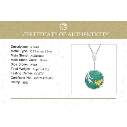 Silver Swallow and Willow Round Pendant Necklaces