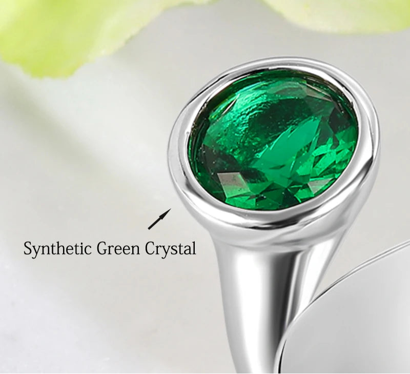 Silver Zircon Synthetic Blue-green Ring