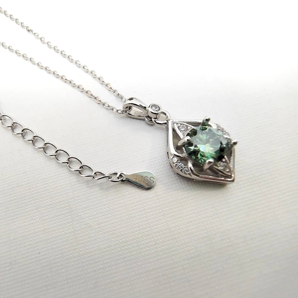 Silver Green Mullite Pendant Necklace