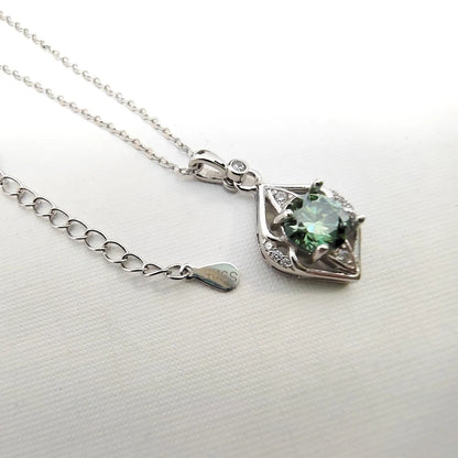 Silver Green Mullite Pendant Necklace