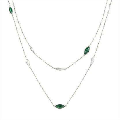 Elegant 925 Silver Multi‑Layer Necklace with Natural Stones