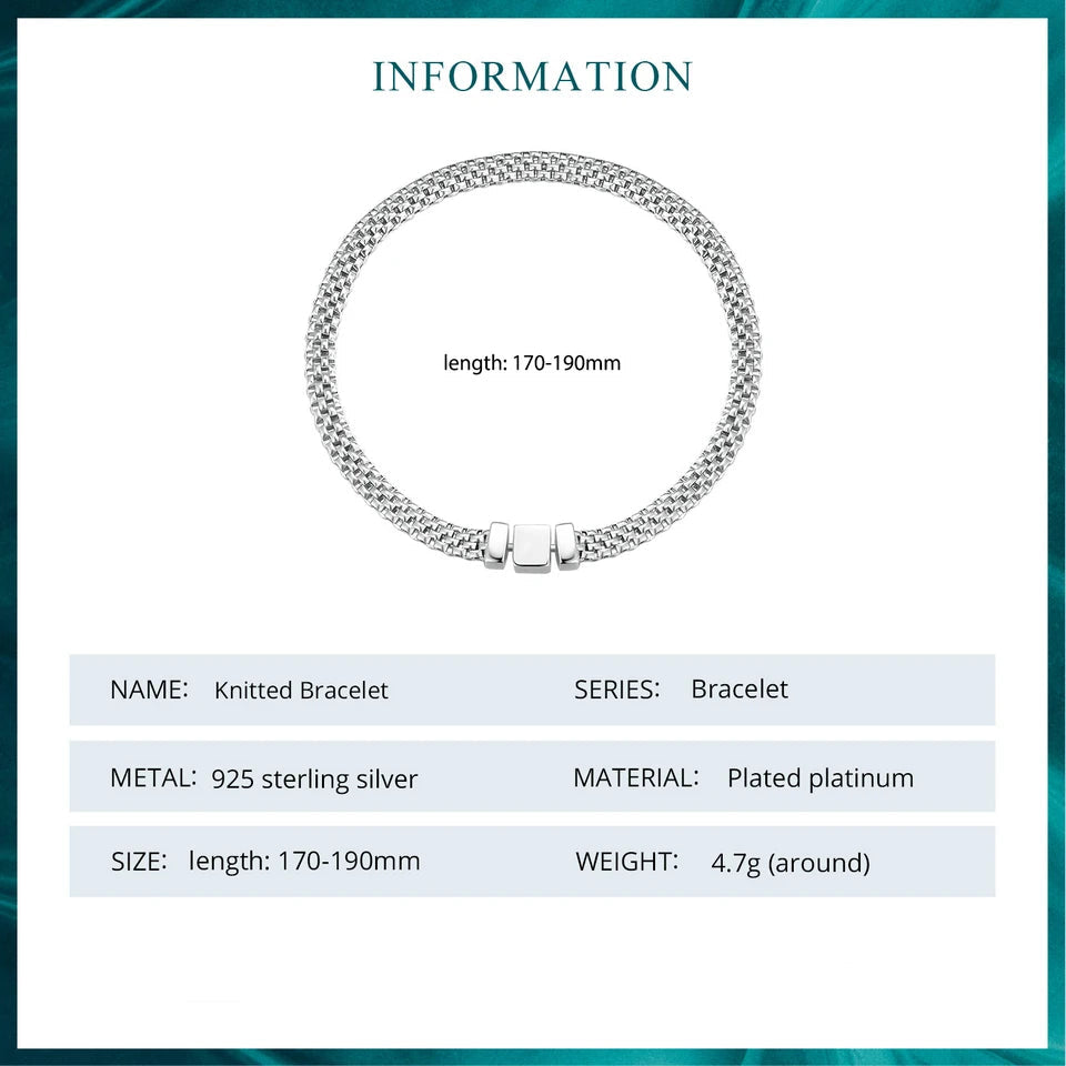 Silver Classic Square Buckle Chain Bracelet