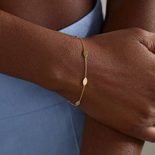 18K Gold Horse Eye Link Chain Bracelet Waterproof Stainless Steel