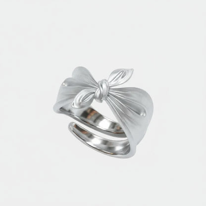 Silver 3D  Unique Elegant Bow Open Ring