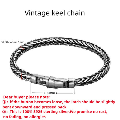 Silver Handmade Woven Retro Domineering Style Chain Bracelet