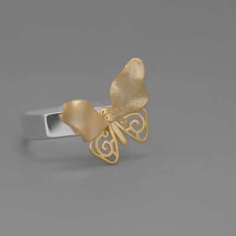 Silver Vintage Hollowed-out Butterfly Ring