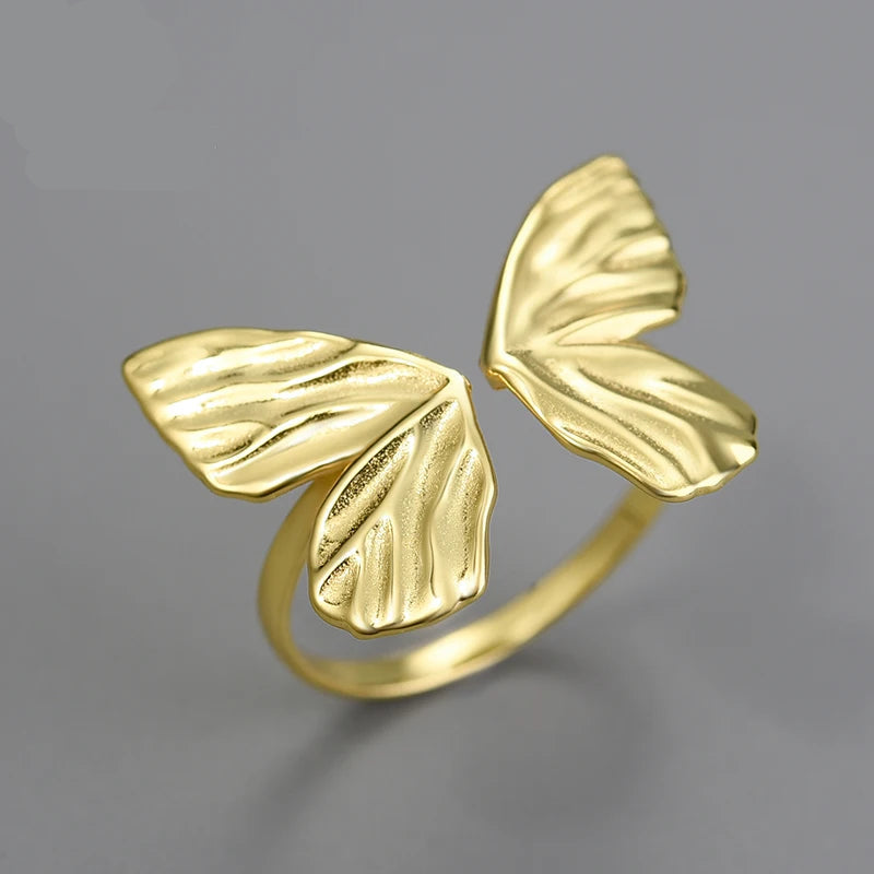 Silver Adjustable Vintage Butterfly Rings