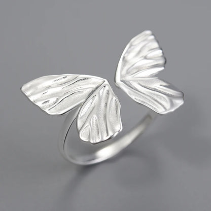 Silver Adjustable Vintage Butterfly Rings