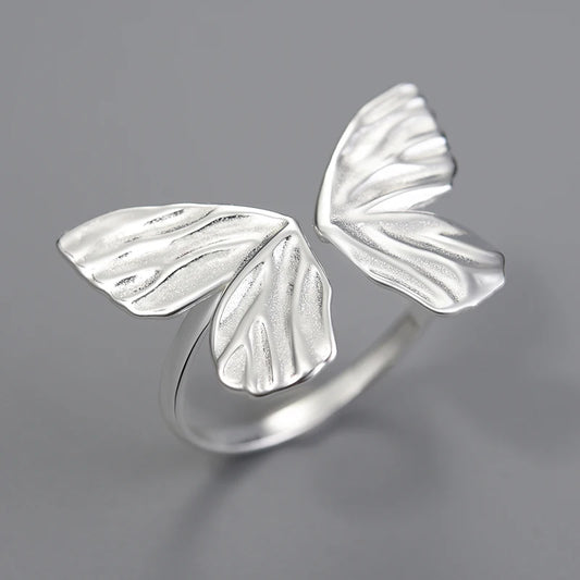 Silver Adjustable Vintage Butterfly Rings