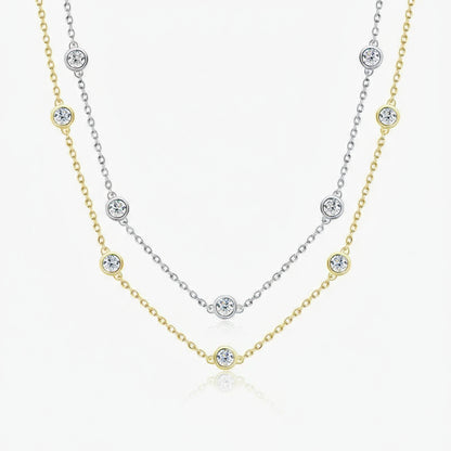 Silver Full Moissanite Tennis Charm Necklace