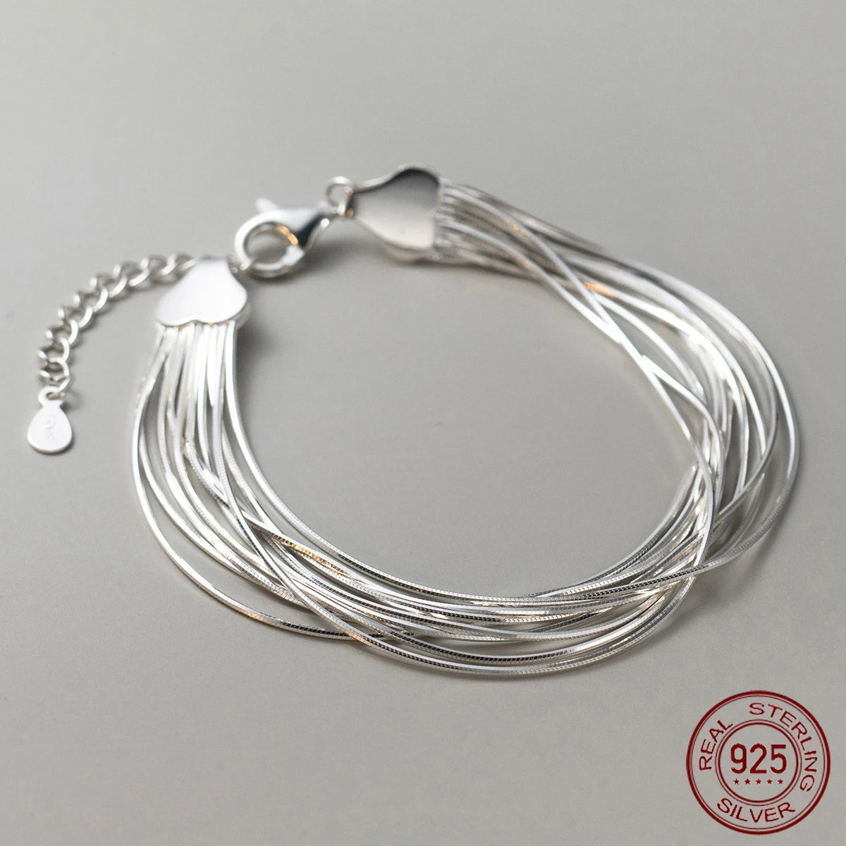Silver Multilayer Minimalist Snake Chain Bracelet