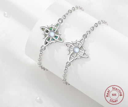 Silver Moonstone Celtic Knot Amulet Chain Bracelet