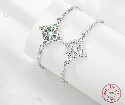 Silver Moonstone Celtic Knot Amulet Chain Bracelet