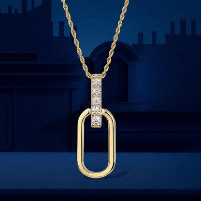 Silver Moissanite Pendant Necklace – Adjustable Paperclip Chain