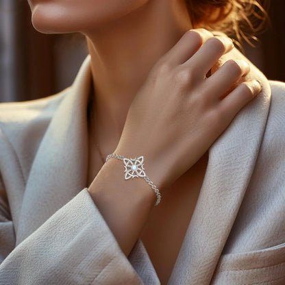 Silver Moonstone Celtic Knot Amulet Chain Bracelet