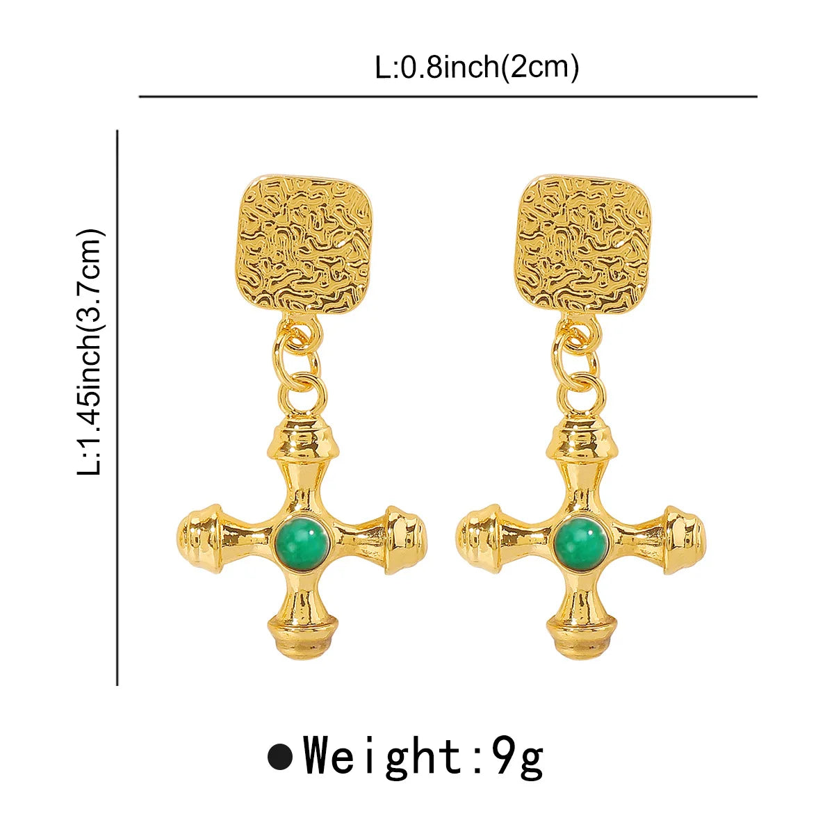 18K Gold Plated Stainless Steel Cross Earrings Stud