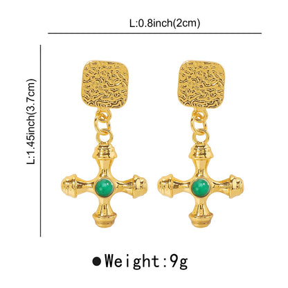 18K Gold Plated Stainless Steel Cross Earrings Stud