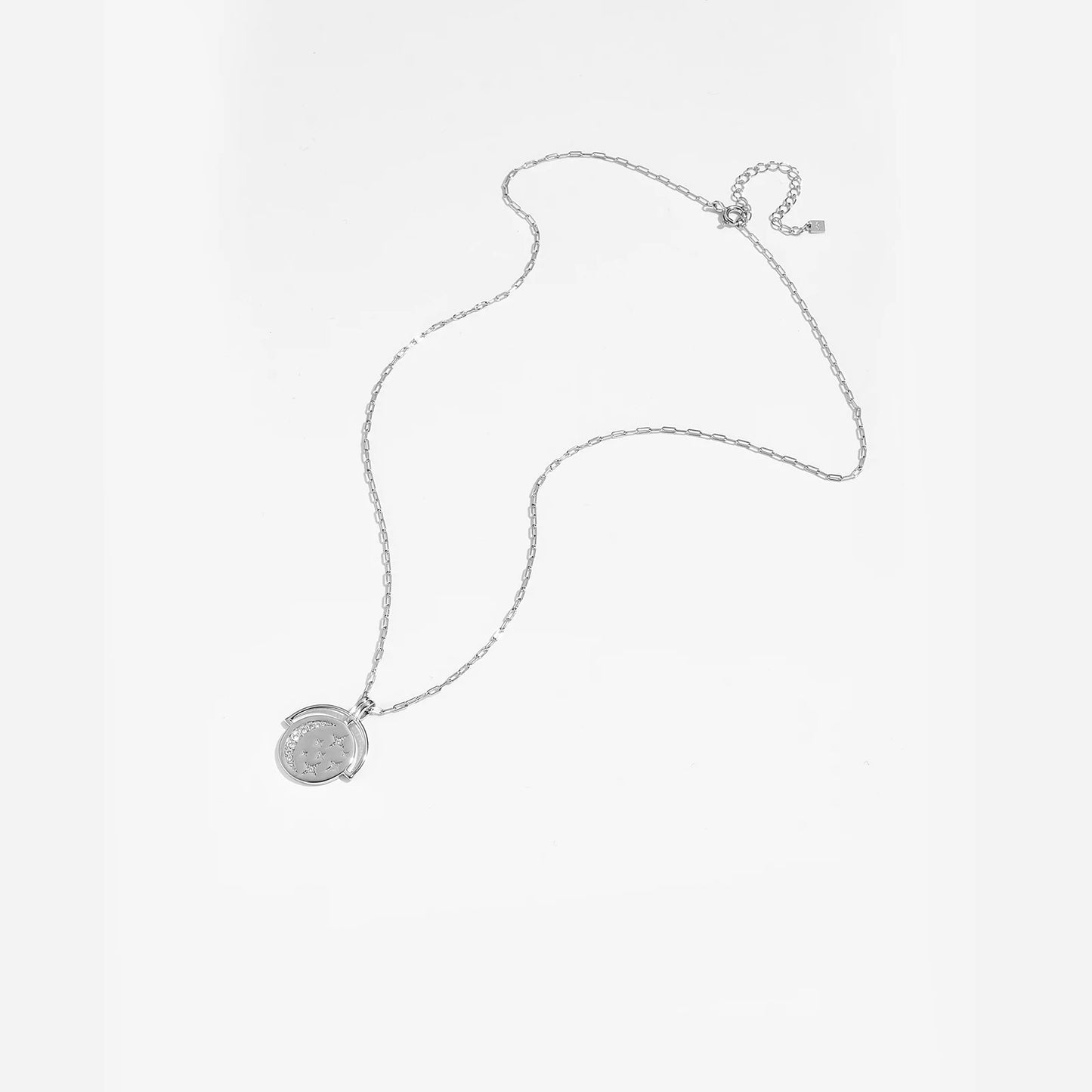Silver Coins Horoscope Necklace with Star Zircon Pendant
