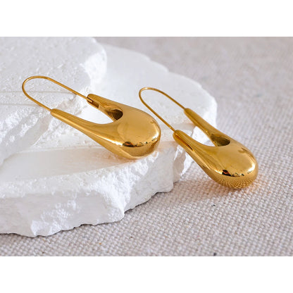 High-Quality Stainless Steel Geometric Hoop Earrings – 18K PVD Plated Textured Statement