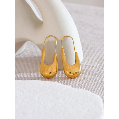 High-Quality Stainless Steel Geometric Hoop Earrings – 18K PVD Plated Textured Statement