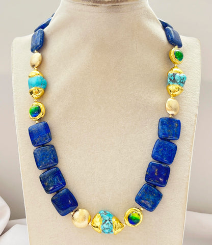 Baroque Turquoise Lapis Lazuli Necklace