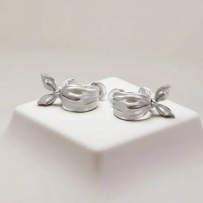 Silver 3D Bow Stud Earring
