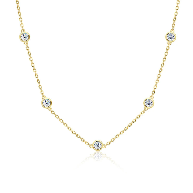 Silver Full Moissanite Tennis Charm Necklace