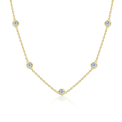 Silver Full Moissanite Tennis Charm Necklace