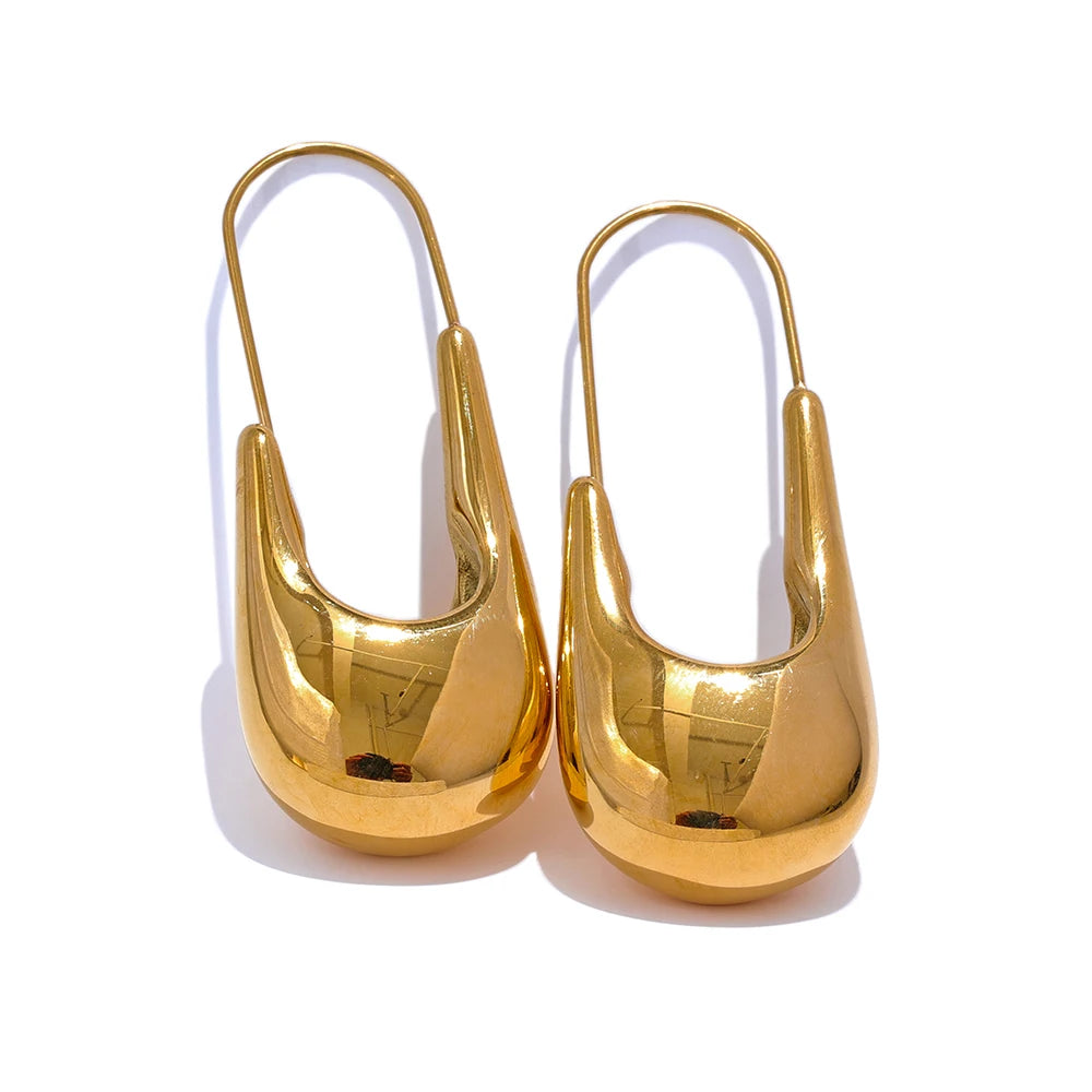 High-Quality Stainless Steel Geometric Hoop Earrings – 18K PVD Plated Textured Statement