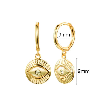 925 Sterling Silver Needle Round Vintage Geometric Pendant Earrings