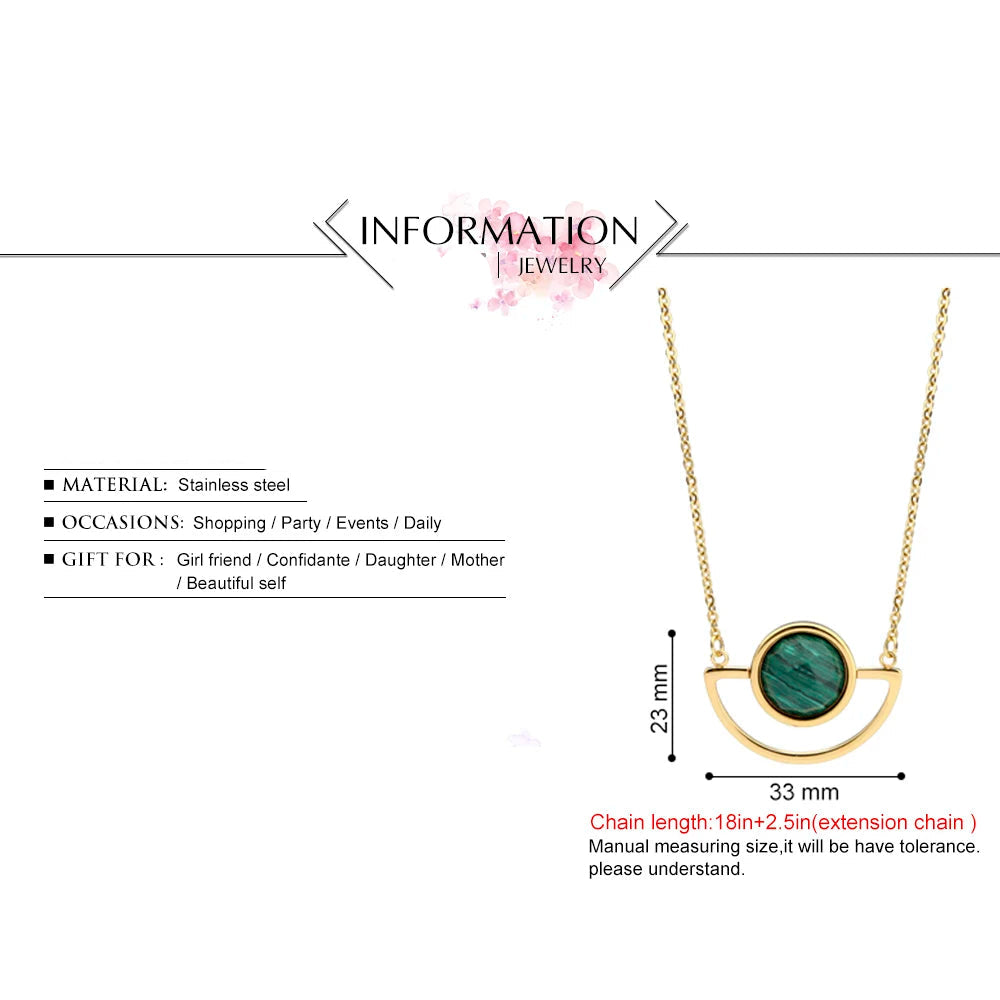 18K Gold Plated Turquoise Geometric Choker Necklace with Long Chain Pendant