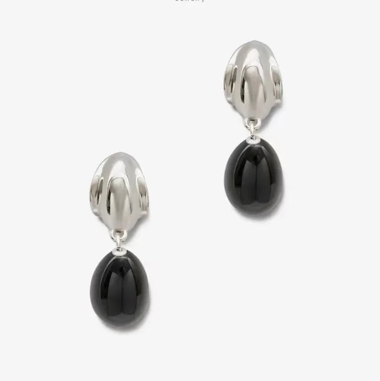 Obsidian Pendant Necklace Set — Choker and Earrings