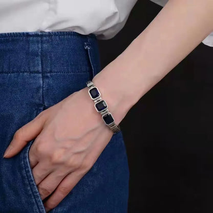 Silver Vintage Blue Crystal Gem Bracelet