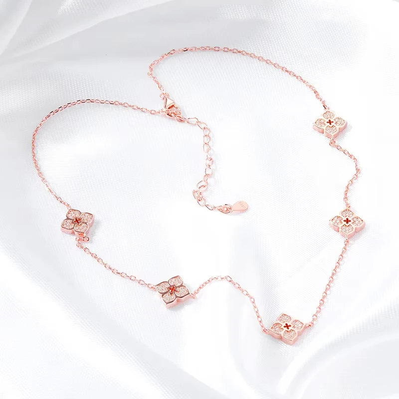 Silver Plated Flower Moissanite Choker Necklace