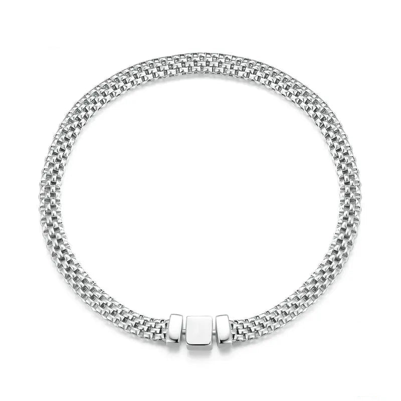 Silver Classic Square Buckle Chain Bracelet