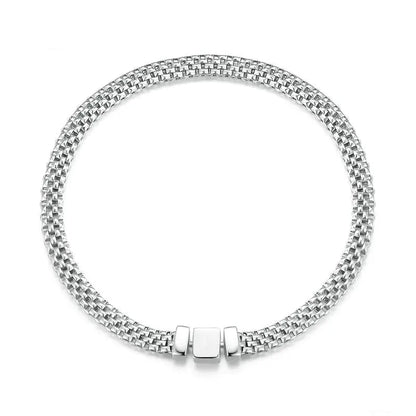 Silver Classic Square Buckle Chain Bracelet
