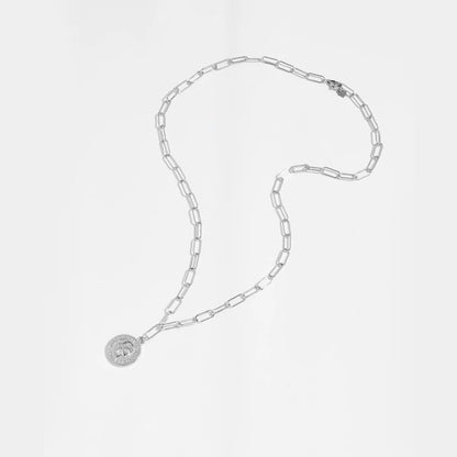 Silver Big Horoscope Chain Coins Queen Necklace
