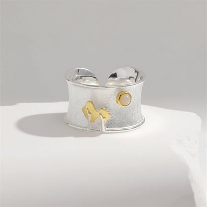 Silver Two Tone Plating Tree and Moon (Turquoise or Opal)