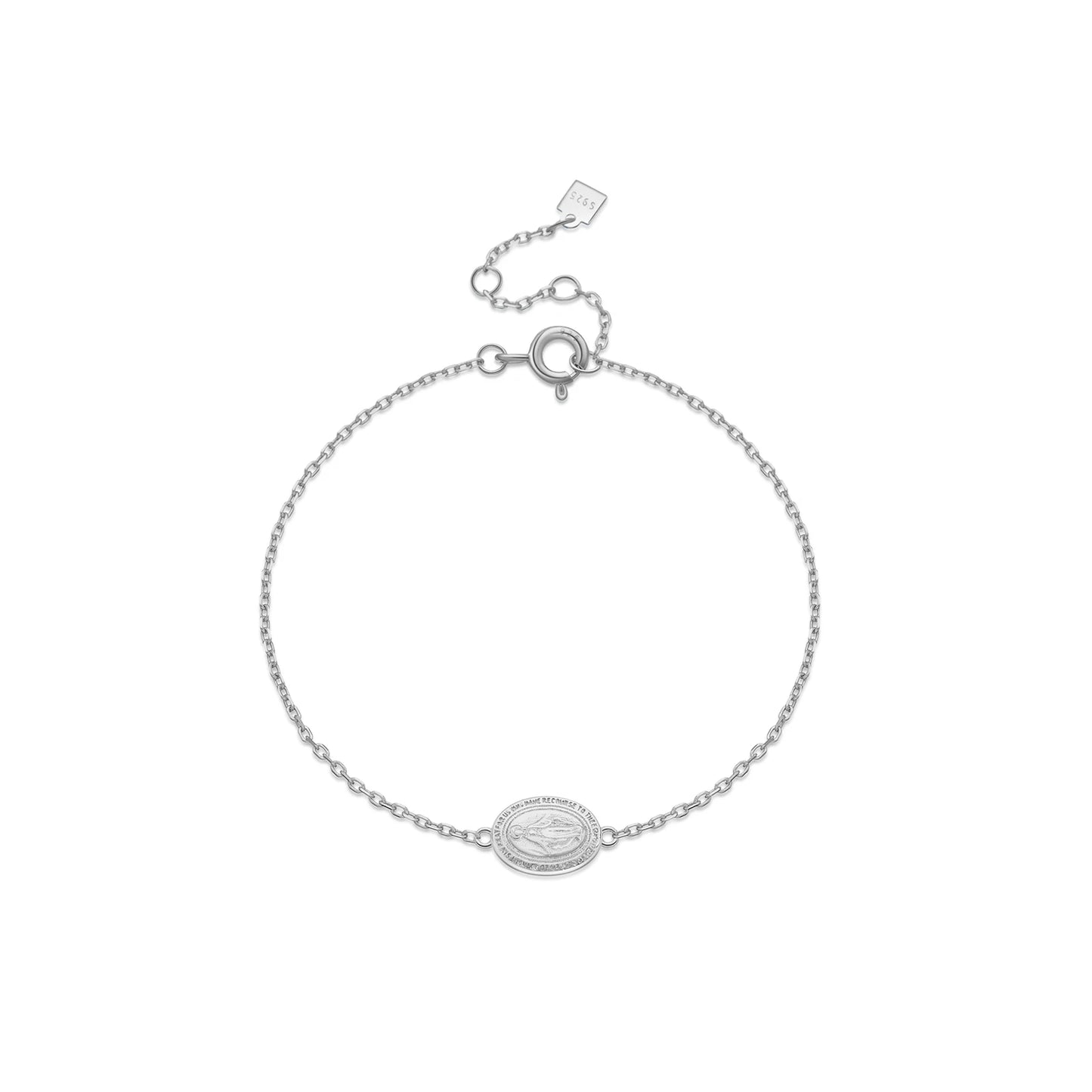 925 Sterling Silver Virgin Mary Charm Bracelet – 18K Gold Plated