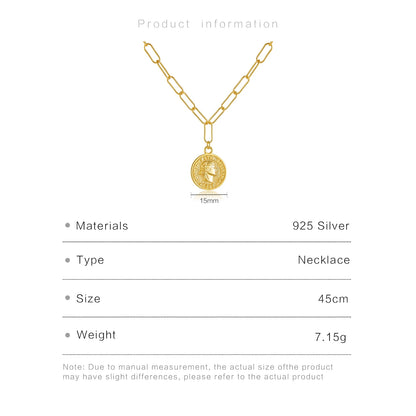 Silver Big Horoscope Chain Coins Queen Necklace