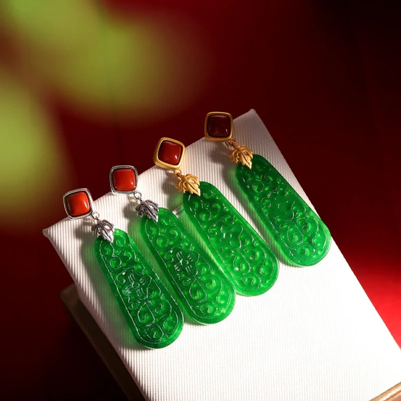 Silver Iron Dragon Lucky Cloud Shaped Earrings