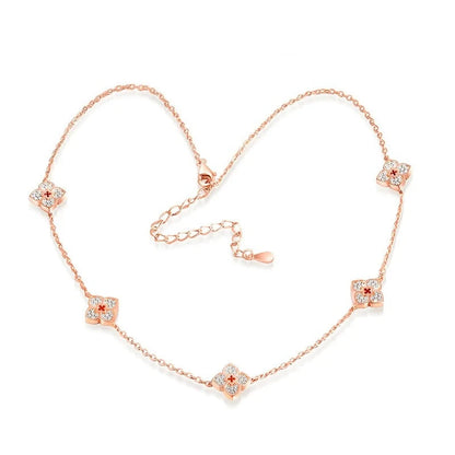 Silver Plated Flower Moissanite Choker Necklace